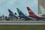 Miami International Airport (MIA) - Colorful line-up of B767 freighters at MIA cargo - by FerryPNL